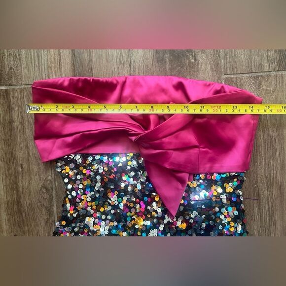 A. Calin by Flying Tomato Sequin Cocktail Dress Sz Small Colorful Strapless - Picture 5 of 8